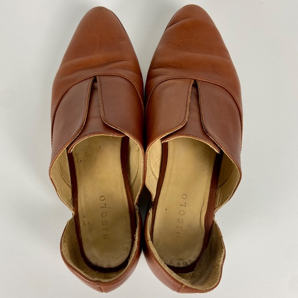 Nisolo Leather D’Orsay Flats Women’s 8.5 • Cognac Brown Minimalist Slip-On Shoes - Picture 6 of 10